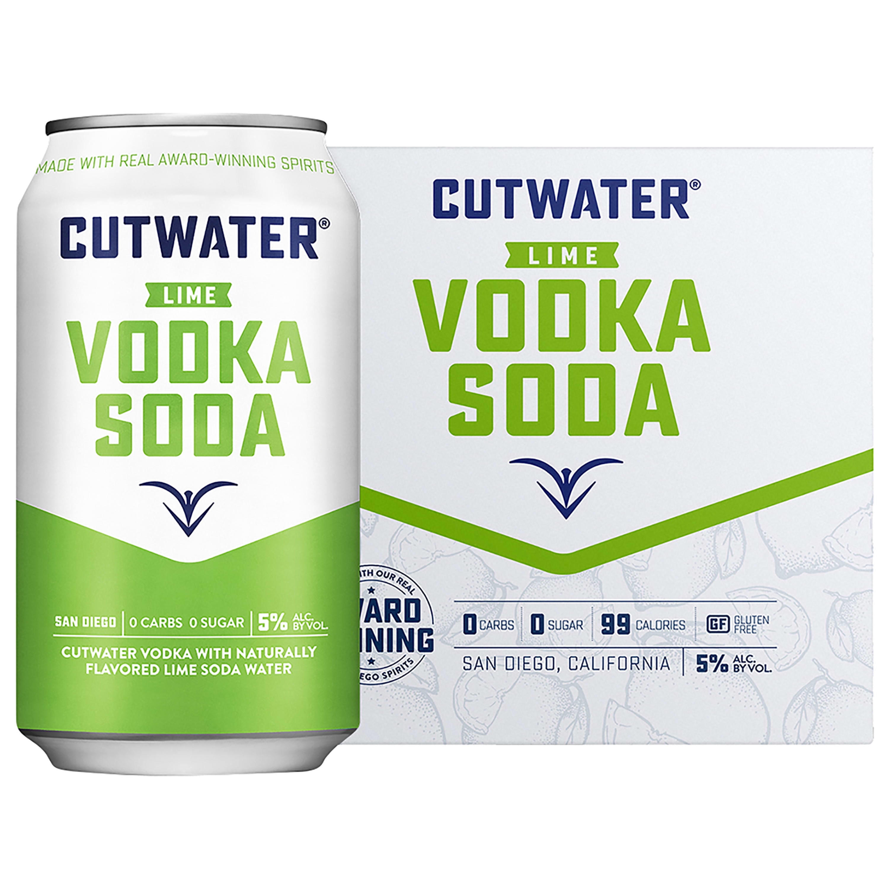 Cutwater Spirits Lime Vodka Soda, 4 Pack 12 fl. oz. Cans, 5 ABV