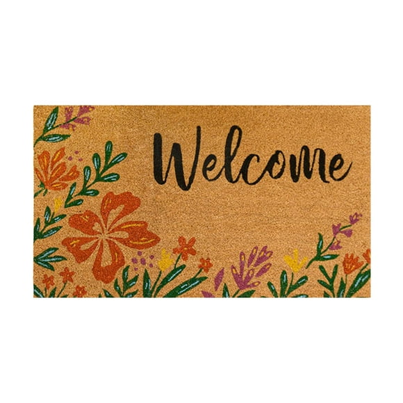 Summer Brown Coir Doormats Outdoor Indoor Entrance Doormats Heavy Duty Welcome Mat Welcome Mats for Front Door Outdoor Entry Funny Washable Low-Profile Inside Entry Doormats for Entryway 16x24 Inches