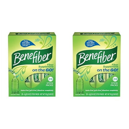 Benefiber Fiber Sugar-Free On the Go Stick Packs, Unflavored, 28 ea (Pack of 2)