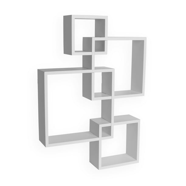 Danya B Intersecting Cube Shelves, White Square Shelves