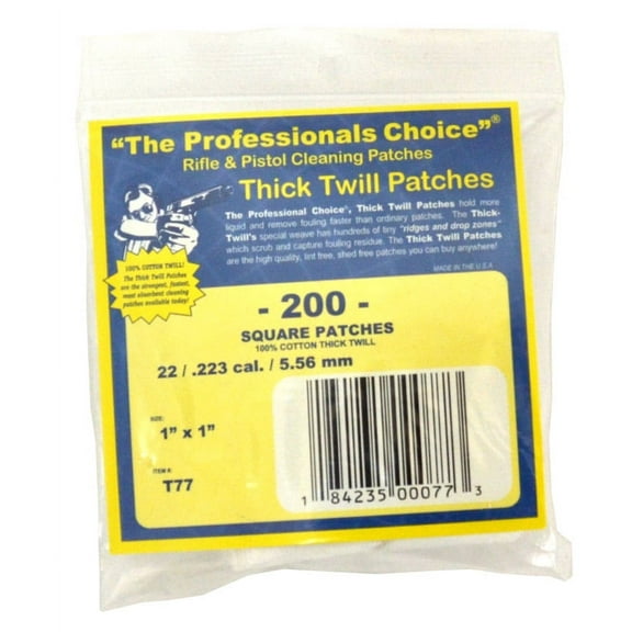 The Professionals Choice Twill Square Cleaning Patches 22/.223 Cal./5.56mm 200