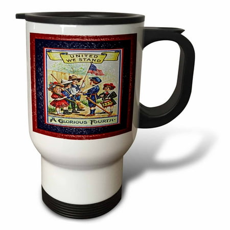 

3dRose Glorious Fourth of July Plastic Textured Travel Mug 14oz Stainless Steel