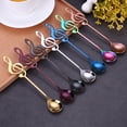 thumbnail image 4 of Stainless Steel Titanium-coated Coffee Spoons Musical Note Pattern Stirring Spoon Dessert Scoop Tableware (Blue), 4 of 8