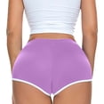 thumbnail image 5 of Bmisegm Womens Athletic Shorts Color Block Fashion Running Stretch Tight Yoga Sports Running Shorts for Women Purple M, 5 of 5