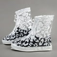 thumbnail image 2 of SHOEGIRLS Women Waterproof Shoe Covers Slip-Resistant Reusable Overshoes with White Leopard Grain,L, 2 of 6