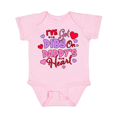 

Inktastic Ive Got Dibs on My Daddys Heart with Hearts and Dots Gift Baby Boy or Baby Girl Bodysuit