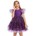 thumbnail image 3 of IBTOM CASTLE Kids Girls Princess Tulle Tutu Dress Flutter Sleeve Star Glitters Rainbow Birthday Party Pageant Summer Dresses 9-10 Years Dark Purple, 3 of 8