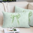 thumbnail image 2 of Green Bow Throw Pillow Covers, Cute Bowknot Minimalist Solid Color Soft Breathable Pillow Cases with Invisible Zipper for Sleeping, Standard Pillowcases for Couch Bed Sofa Chair 20x26 Inches, 2 of 9