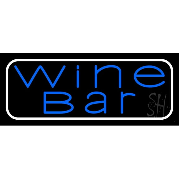 Blue Wine Bar LED Neon Sign 13 x 32 - inches, Clear Edge Cut Acrylic Backing, with Dimmer - Bright and Premium built indoor LED Neon Sign for Bar decor.
