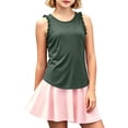 thumbnail image 4 of LILIYA Girl's Summer Workout Tank Tops Kids Ruffle Sleeveless Racerback Crewneck Casual Loose Fit Shirts Running Gym Athletic Cozy Yoga Tee Shirts, 4 of 8