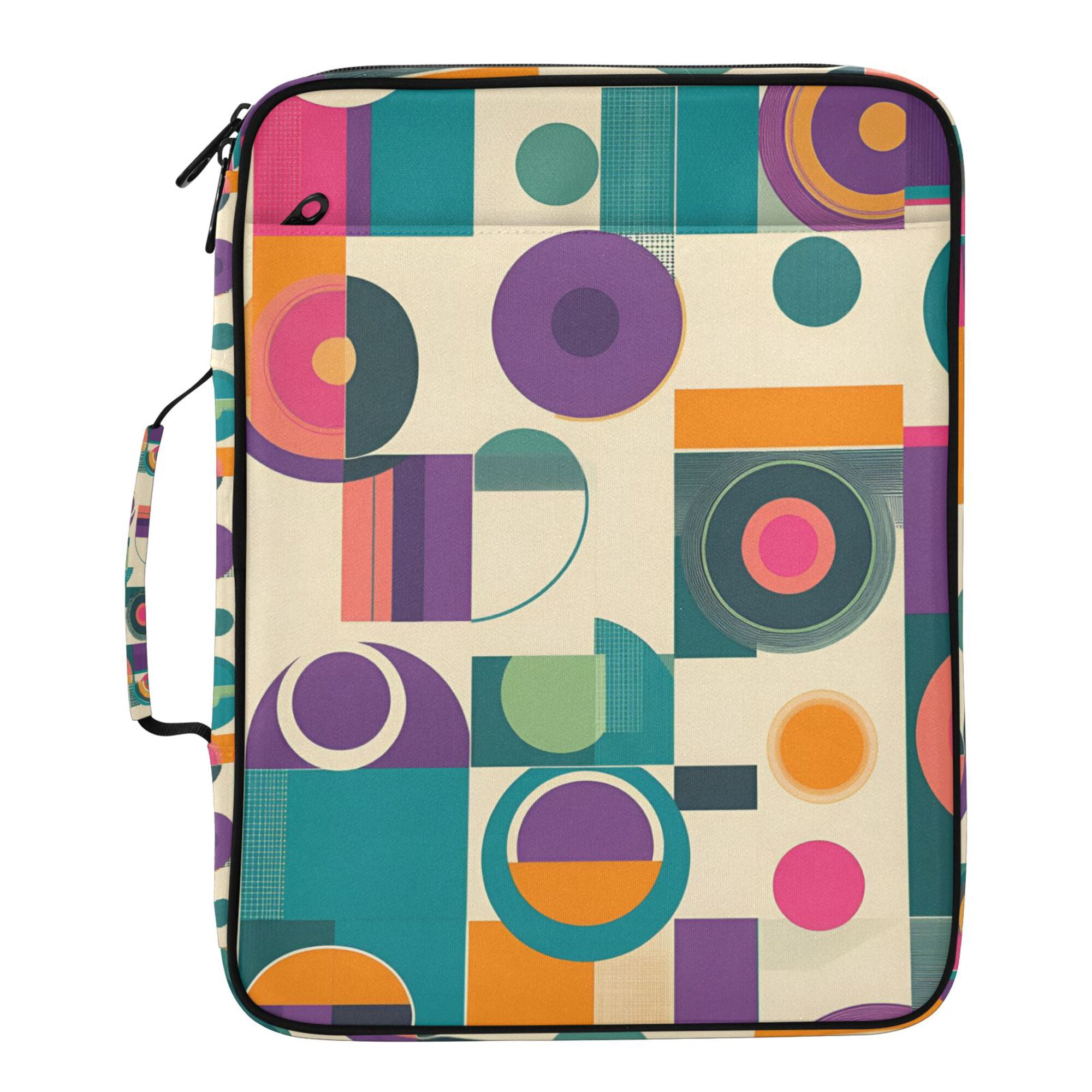 FORMRS Accordion File Folder A4 Size 7-Pocket Expanding Document Organizer Bag with 3 Ring Binder, Purple Geometric