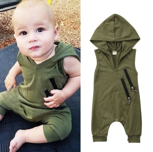 baby boy hooded romper