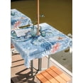 thumbnail image 2 of Square Outdoor Tablecloth with Umbrella Hole Coastal Blue Crab Outside Table Cloth Waterproof Patio Table Cover Ocean Nautical Starfish Coral Wooden Zipper Tablecloths for Picnic Camping 60x60 Inch, 2 of 8