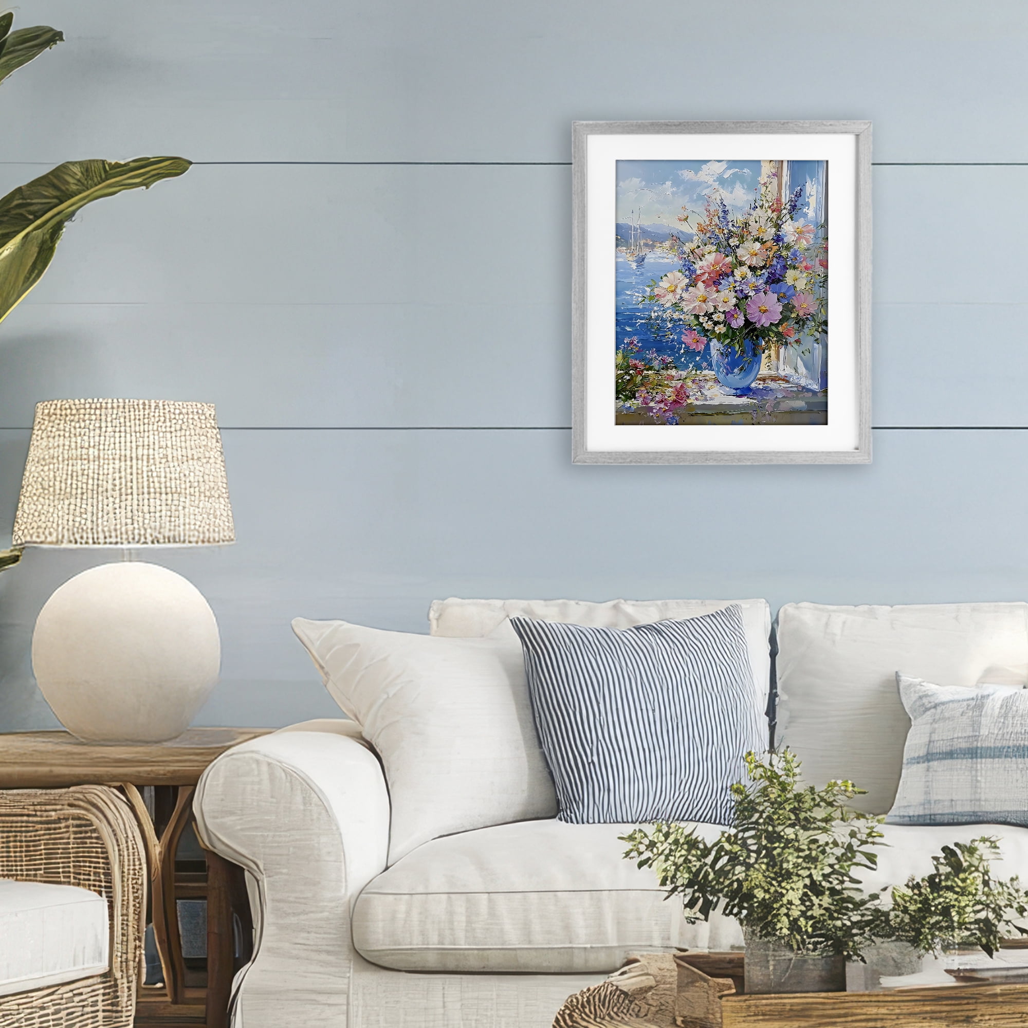 Stupell Industries Beautiful Bouquet on Ledge Gray Framed Print Under Glass, design by Creative Studio