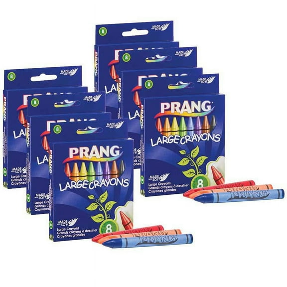 Prang® Soybean Crayons, Large, 8 per Pack, 6 Packs