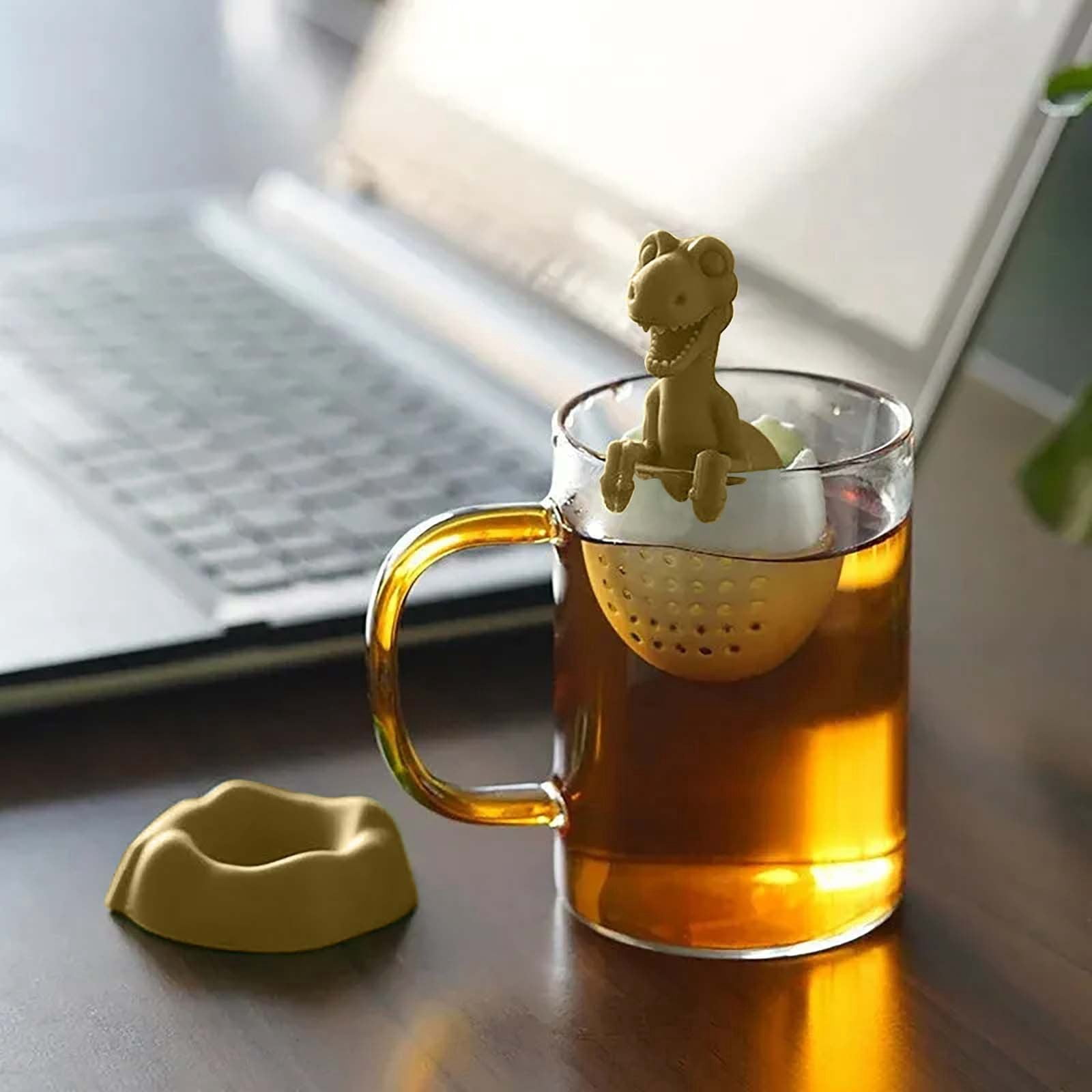 Infuseur à Thé En Silicone Dinosaure Mignon - Sans BPA, Lavable Au Lave-vaisselle, 10x6,6x5cm, Vert/jaune - 9