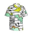 thumbnail image 2 of Bixox Men's Hawaiian Shirts Men's Funny Dinosaurs on Stripes Print Short-Sleeve Shirt-Small, 2 of 8