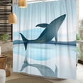 thumbnail image 3 of Summer Theme Shower Curtain,Blue Whale Waterproof Fabric Bath Curtain with Hooks,72"x78", 3 of 5