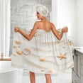 thumbnail image 5 of 3-Piece Bathroom Towel Set with Bath Towel, Quick-Dry Hair Cap and Hair Turban for Bath Yoga Beach Small Shells and Starfish, 5 of 6