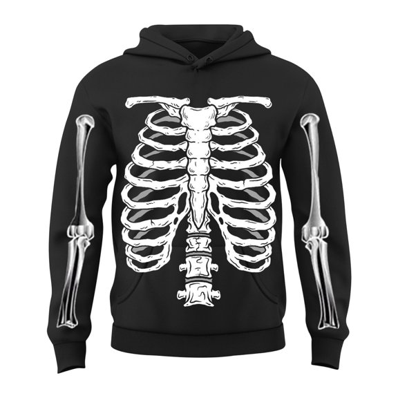 Tisuna Teen Kids Halloween Hoodies Unisex Skeleton Print Long Sleeve Hooded Tops Boys And Girls Loose Fit Theme Party Daily Hoody Outfits Size 3-4 Years Black