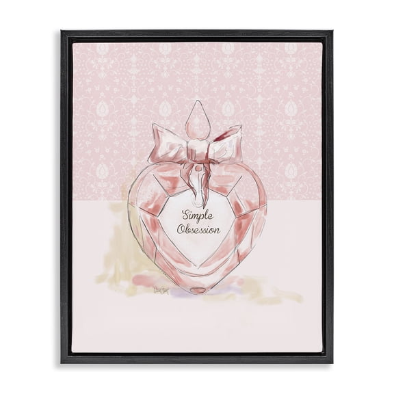 Stupell Industries Shabby Chic Simple Obsession Pastel Perfume Black Floating Frame Canvas Art, 17 x 21, by Carol Robinson