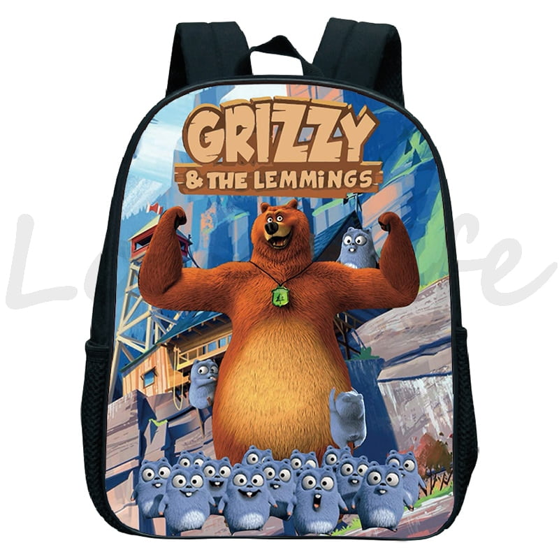 GRIZZY AND THE LEMMINGS Backpack for Boys Girls Kindergarten School Bags Children Cartoon Lemmings Bear Rucksack Kids Bookbags Walmart