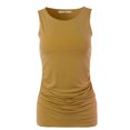 thumbnail image 2 of A2Y Women's Fitted Premium Fabric Side Ruched Sleeveless Top Light Mustard 3X, 2 of 5