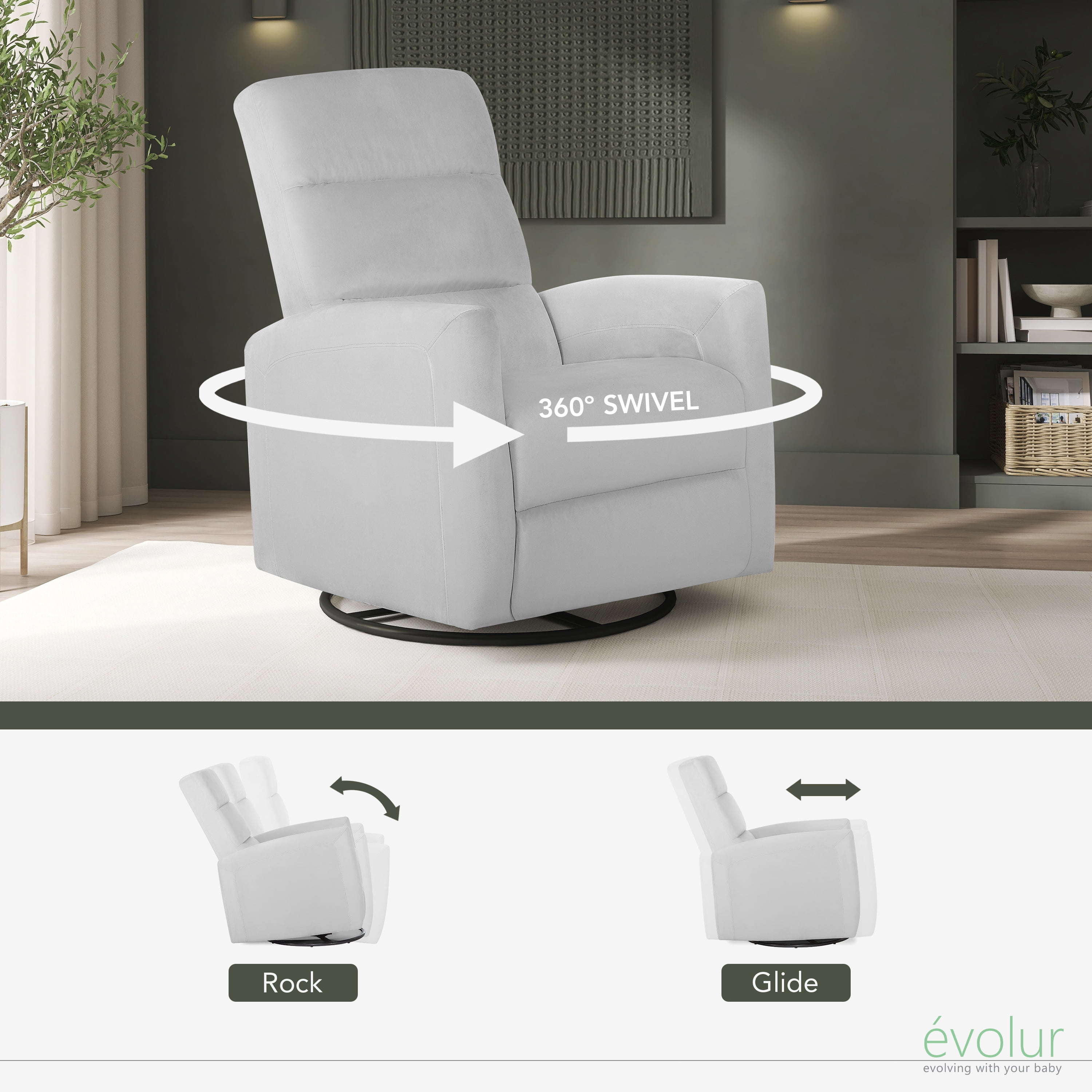 Evolur Reevo Swivel Glider In Misty Grey, Easy assembly