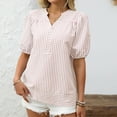 thumbnail image 4 of Kaemgyyd Womens Summer Top Ruffle Short Sleeve Stylish Blouses Casual Crewneck Shirts Cute Beach Vacation Tunic, 4 of 6
