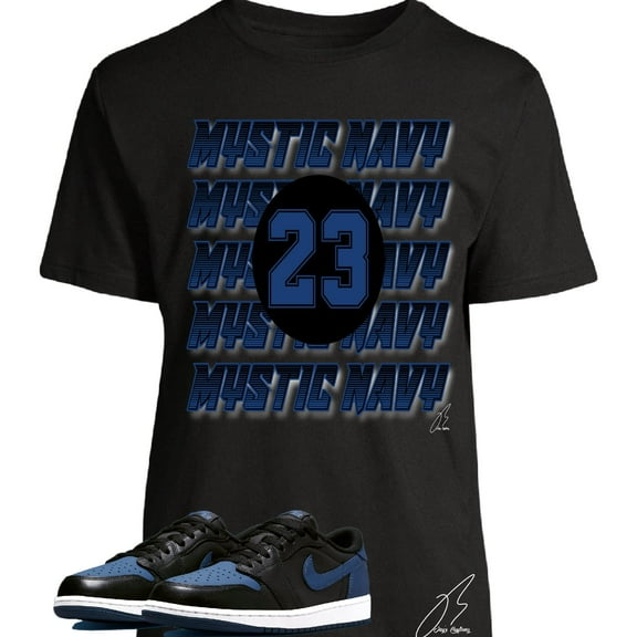 Shirt To Match Jordan Retro 1 Low Mystic Navy Sneakers Graphic Tee (XL, Black)