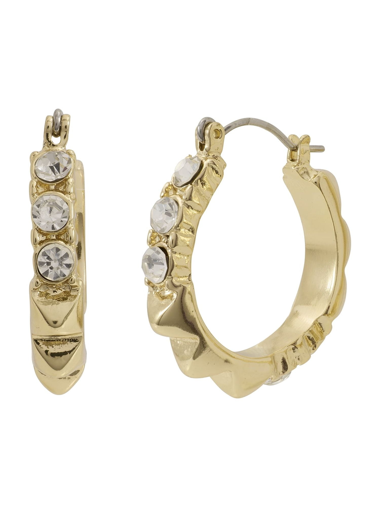 Madden NYC Women's Gold Tone Western Mixed Swag Chain & Hoop 3-Piece Earring Set