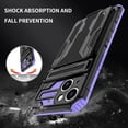 thumbnail image 6 of Case for iPhone 12,Military Grade [Built-in Kickstand] with Card Holder Dual-Layer Design Heavy Duty TPU+PC Shockproof Protection Phone Case for iPhone 12,6.1 inch (Purple), 6 of 18
