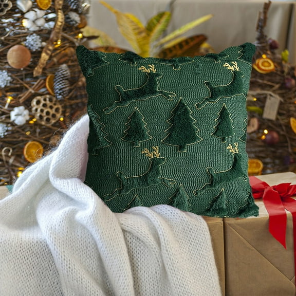 YIMWNYI Christmas Pillow Throw, Christmas Tree Cushion, Soft Couch Decoration, Cozy Living Room Decor, Unique Festive Gift, Elegant Snowflake Pattern Pillow