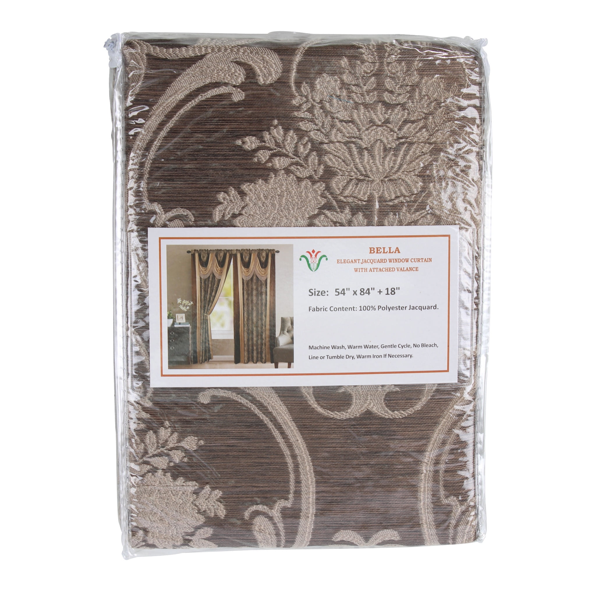 Venice Classic, Traditional Floral Rod Pocket Light Filtering Curtains, 54" x 84"