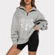 thumbnail image 2 of Moda mujer Casual estampado cuello vuelto manga larga suelta camiseta otoño blusa pulóver Tops Pompotops  FGAJ22036, 2 of 6