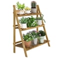 thumbnail image 1 of Outsunny Outdoor Plant Stand, Foldable Flower Stand 3-Tier Wooden Plant Shelf for Garden Indoor Outdoor, 32" x 14" x 37'', 1 of 10