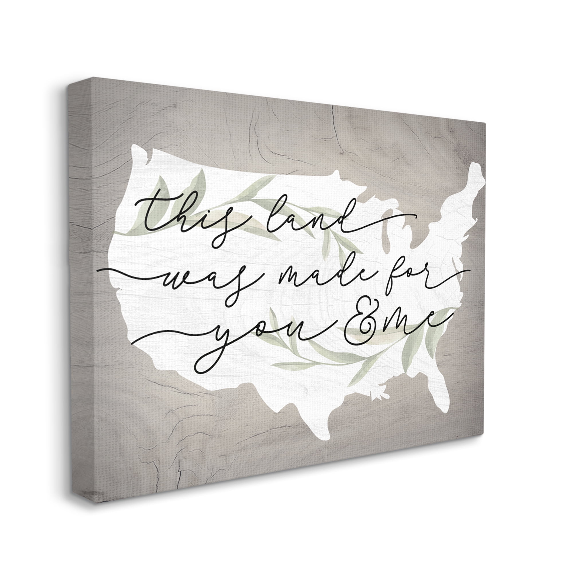 Stupell Industries Rustic Americana Cursive Typography Quote USA Map Canvas Wall Art, 48 x 36, Design by Lil' Rue