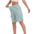 thumbnail image 2 of Women's Bermuda Cargo Shorts Casual Summer Shorts with Pockets Plus Size Loose Fit Elastic Waist for Hiking 2026, S, 2 of 8