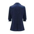 thumbnail image 5 of Meichang Cotton Linen Blazer Jacket for Women, Bussiness Casual Blazers 3/4 Sleeve Button Open Front Blazer Jacket Solid Trendy Plus Size Jacket with Pockets Dark Blue XL, 5 of 6