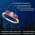 thumbnail image 2 of Gem Stone King 18K Yellow Gold Plated Silver Pink Lab Grown Diamond and Pink Tourmaline Engagement Ring for Women | 1.54 Cttw | Round 5MM | Gemstone April Birthstone | Size 6, 2 of 6