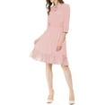 thumbnail image 1 of INSPIRE CHIC Women's Layered Ruffle Hem 3/4 Sleeves Smocked Chiffon A-Line Dress S Pink, 1 of 8