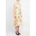 thumbnail image 5 of Maison Tara Scoop Neck Back Zipper Sleeveless Floral Midi Dress with Matching Chiffon Jacket, 5 of 7
