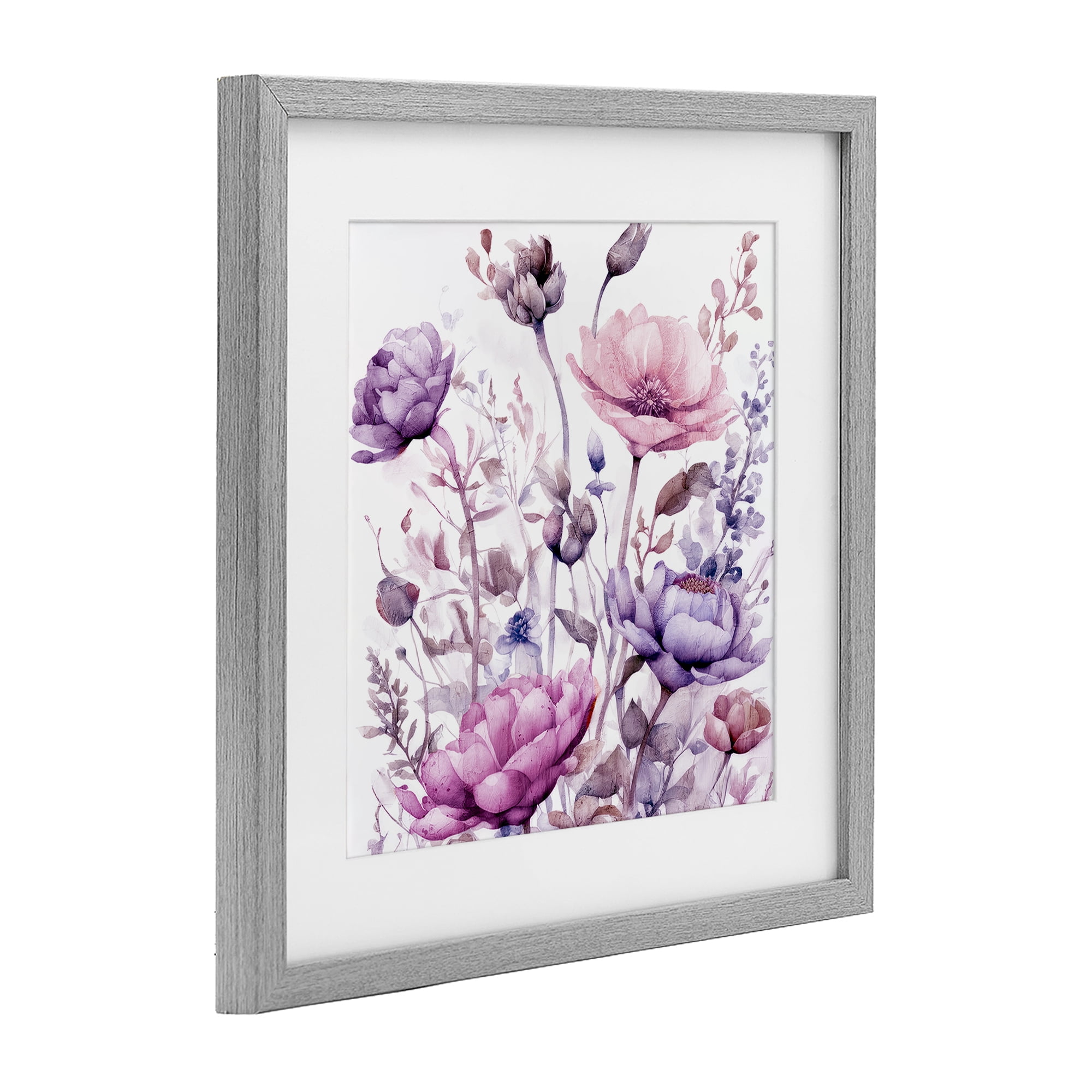 Stupell Industries Purple & Pink Florals Gray Framed Print Under Glass, design by Kim Lewis