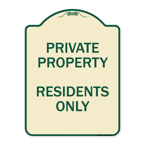 SignMission A-DES-TG-1824-9894 18 x 24 in. Designer Series Sign - Residents Only, Tan & Green