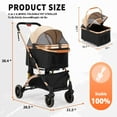 thumbnail image 3 of Demi Bonn 4 Wheels Pet Stroller Folding Lightweight Dog Stroller with Detachable Carrier & Storage Basket, Dog Cat Travel Stroller for Puppies, Doggies, Kitties, Black, 3 of 10