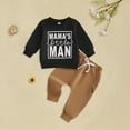 thumbnail image 2 of Towmus Toddler Baby Boy Fall outfit Mama's Boy Letter Print Sweatshirt Top Elastic Pants Set Cute 2pcs Winter Clothes, 2 of 7