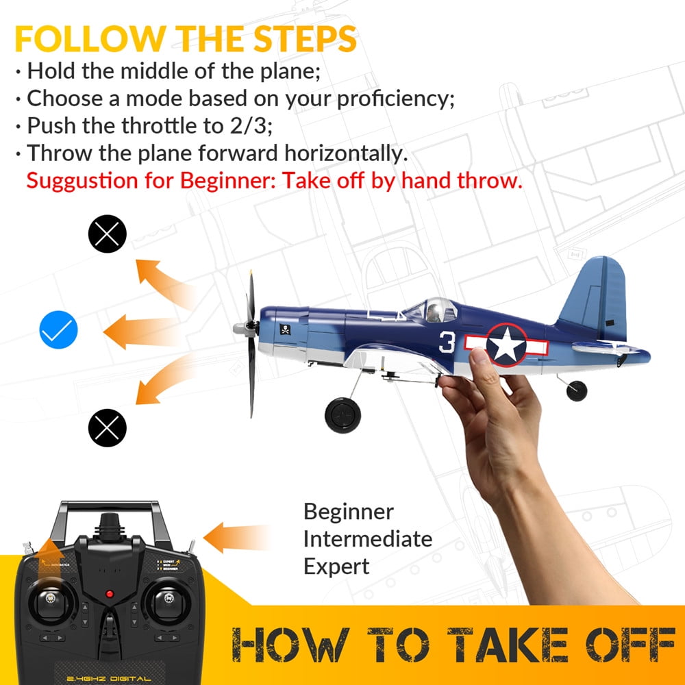 Volantex F4U Fighter 2.4G 4CH Fixed Wing RC Airplane 6-Axis Gyro Aerobatic Remote Control Plane Toys