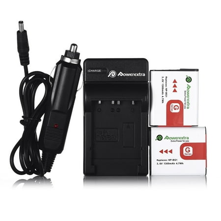 - Powerextra 2-Pack 3.6v 1300mAh Li-ion Battery + Battery Charger for Sony NP-BG1 Type G and Sony W Series Digital Camera