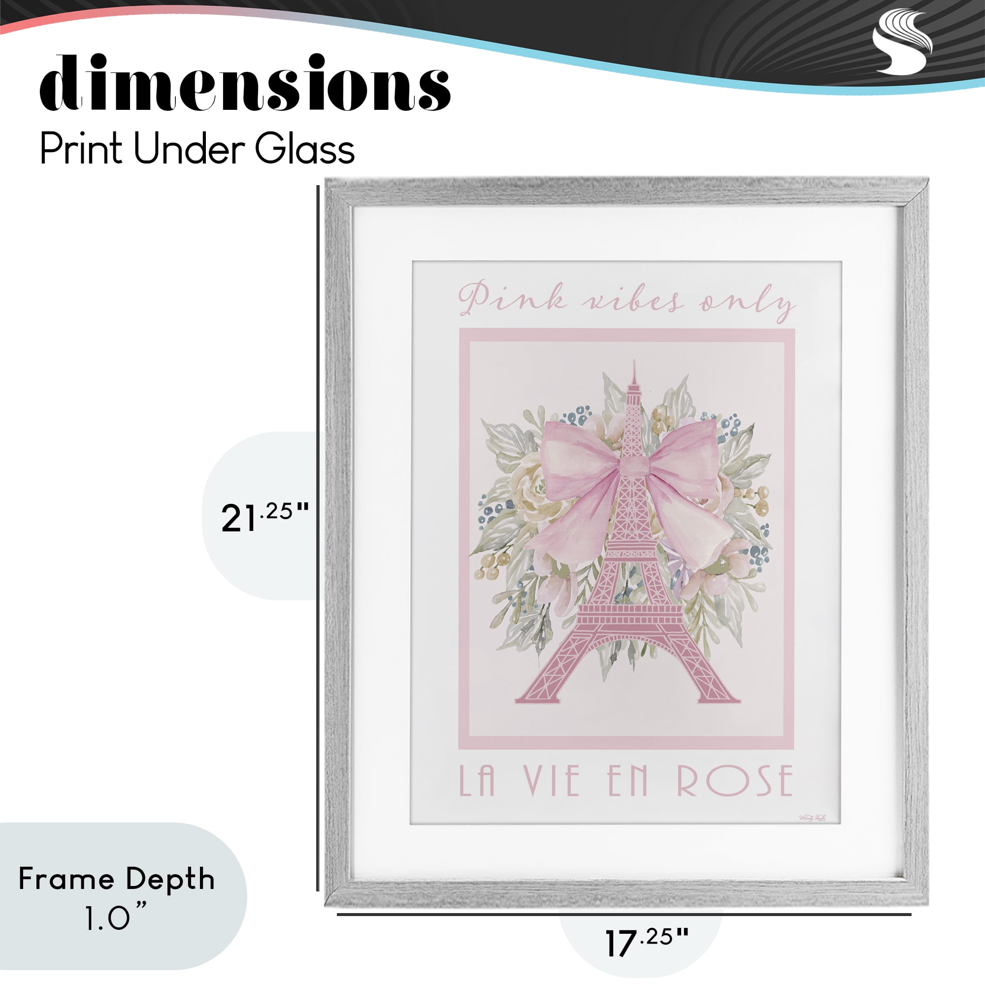 Stupell Industries Pink Vibes Only Paris Gray Framed Print Under Glass, design by Cindy Jacobs