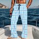 thumbnail image 1 of Pantalones de pijama largos para hombre, informales, con estampado a cuadros, holgados, deportivos, elásticos, rectos, vintage, con bolsillos, 1 of 6